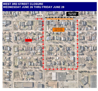 West Third Street detour map