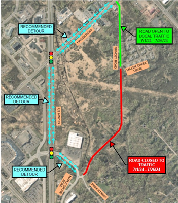 Detour map Sundby Road