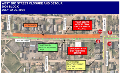 W Third Street Detour Map