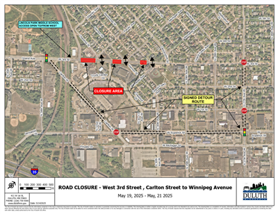 W Third Street closure May 19