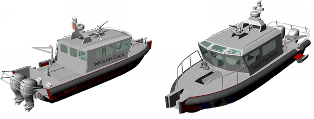 Conceptual drawing of a 31’ X 10.5’ All Hazard Quick Response Vessel