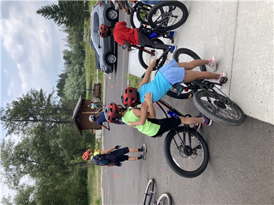 Two youths having fun in program